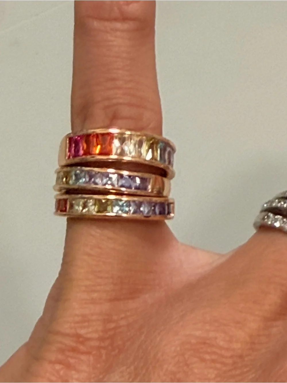 BP NWT Mental Health Collection Rainbow Gem Stack on Rose Gold